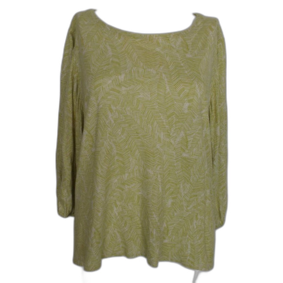 J.JILL Tee/Top, L, Chartruse Line Print, Wide neck, 3/4 length sleeves - Picture 9 of 12